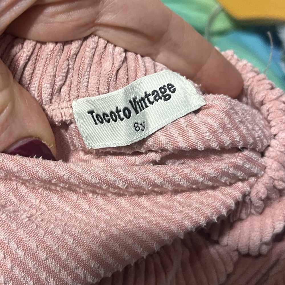 Tocoto Vintage Girls Corduroy Ruffle Skirt Pink Size 8 Pull On Elastic Waist - Picture 3 of 5